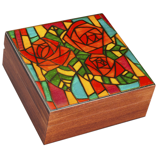 Stained Roses Mosaic Box M-42