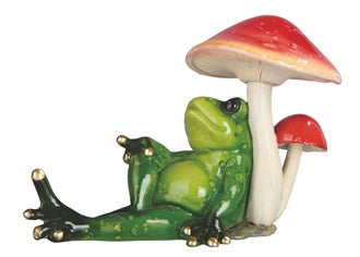 Frog Sitting Against Mushroom Statue 61314