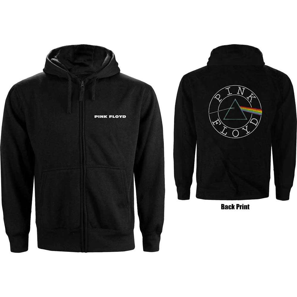 Pink Floyd Unisex Zipp-up Hoodie - Circle Logo (Black)