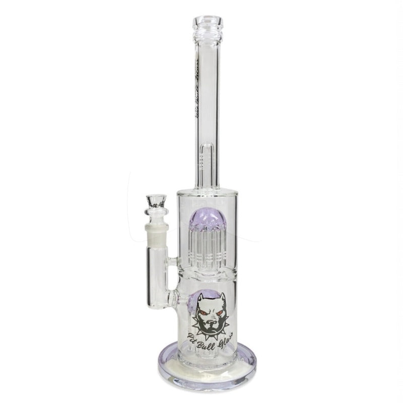 Pit Bull Glass Water Pipe 15" Double Tree Perc