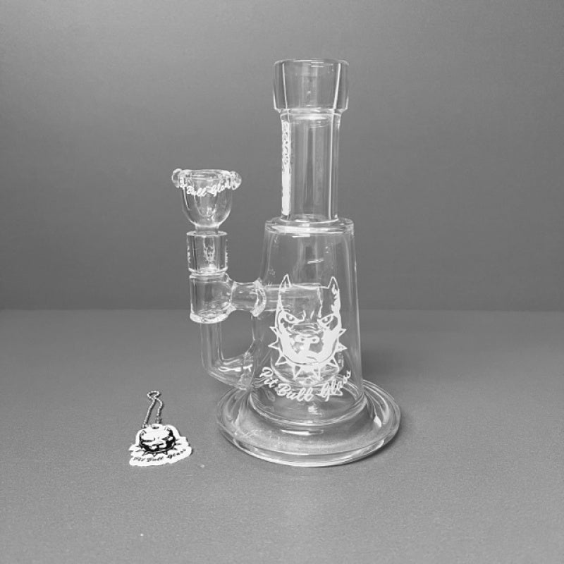 Pit Bull Glass Waterpipe Thick Straight Base with Orb Perc Water Pipe