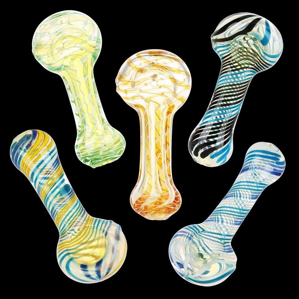 Ropes & Swirls Glass Spoon Pipe - Colors Vary