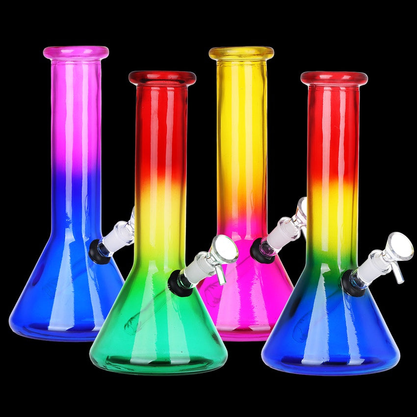 SeshGear Boxed Ombre Beaker Glass Water Pipe | 10" | 14mm F | Colors Vary