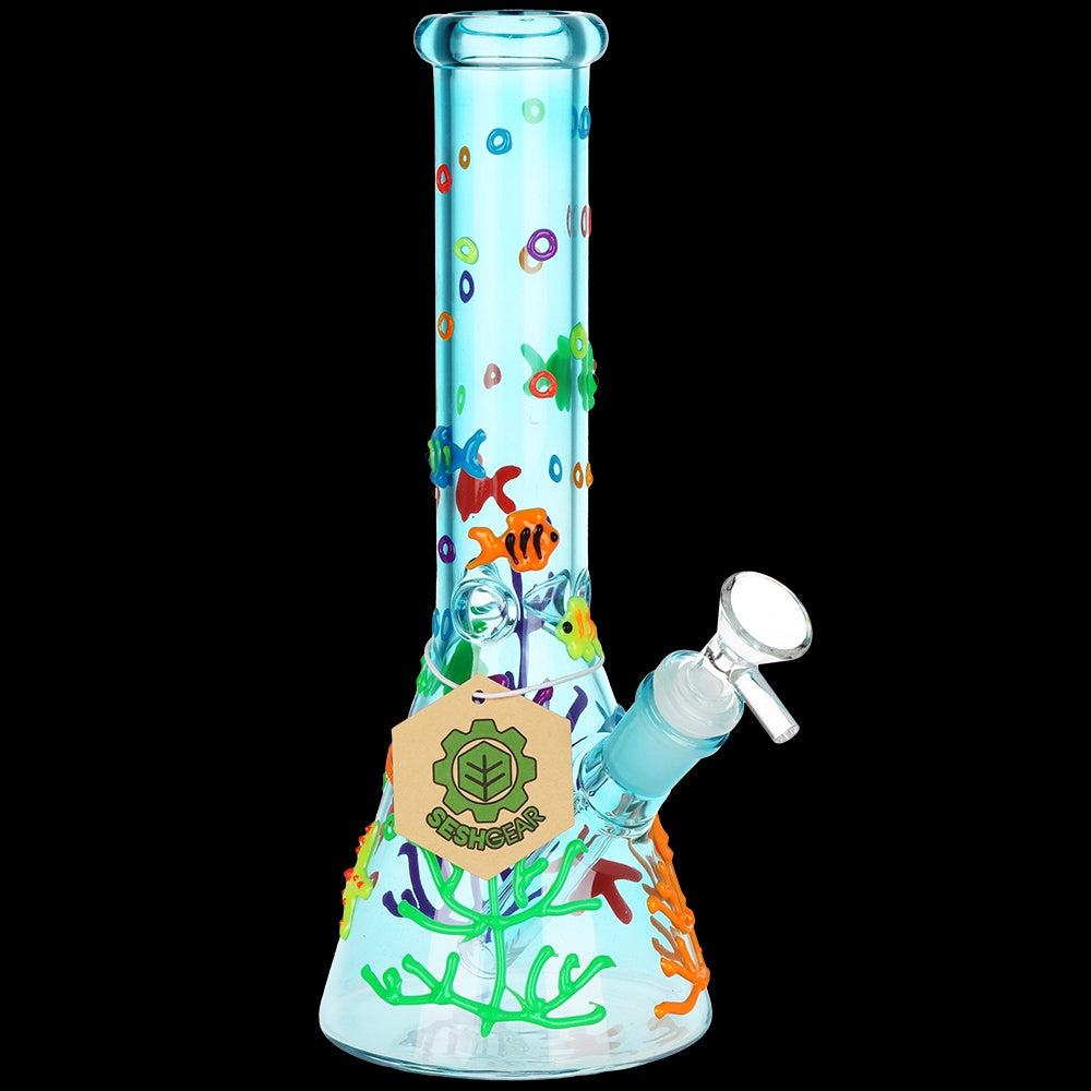 SeshGear Coral Reefer Glow in the Dark Beaker Glass Water Pipe | 10" | 14mm F