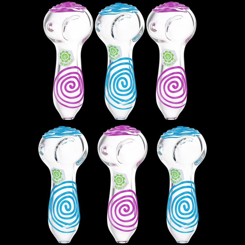 SeshGear Glowing Squiggles Glass Spoon Pipe | 4"