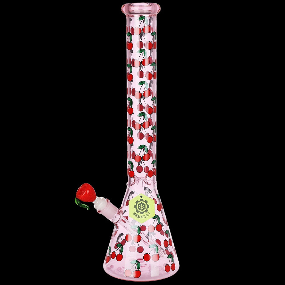 SeshGear Life Is A Bowl Of Cherries Beaker Water Pipe | 18" | 7mm Thick | 14mm F