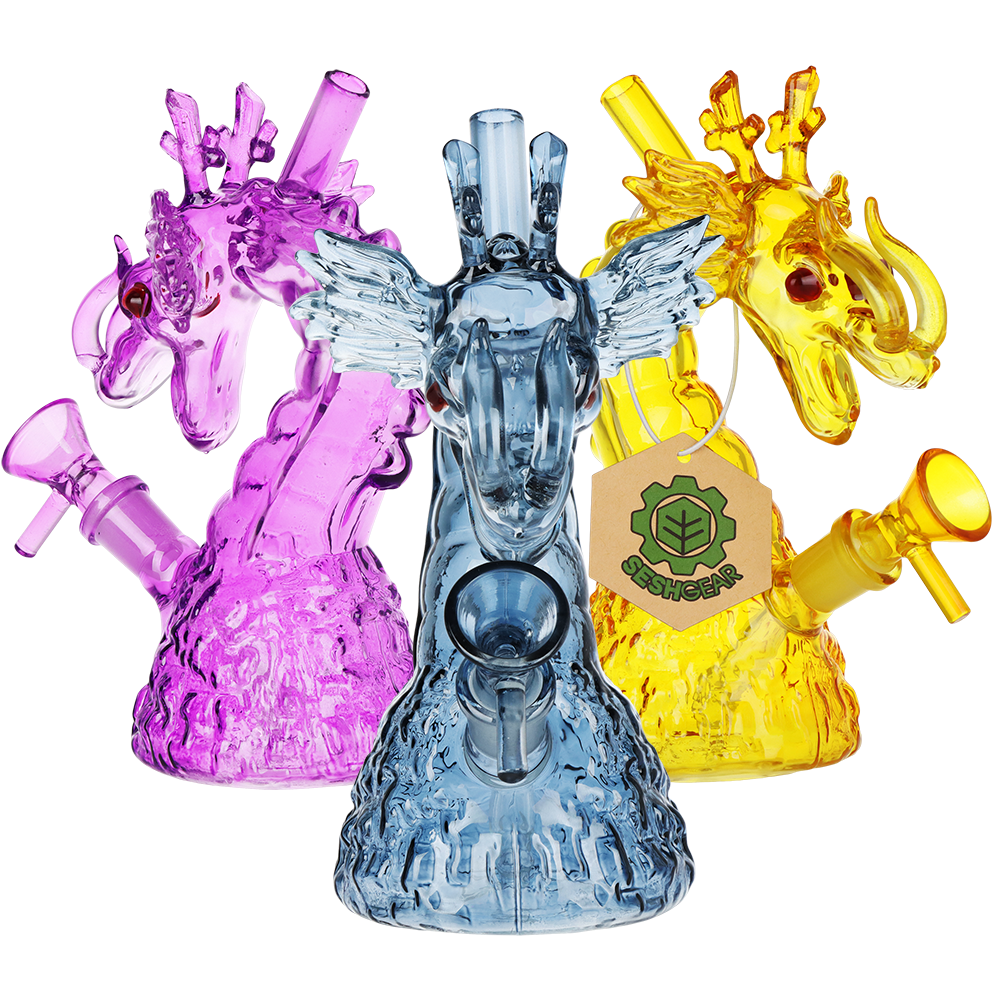 SeshGear Rising Dragon Glass Water Pipe 6.75"