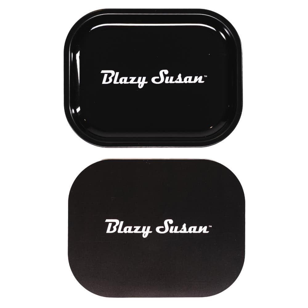 Blazy Susan Small Metal Rolling Tray w/Lid - Black