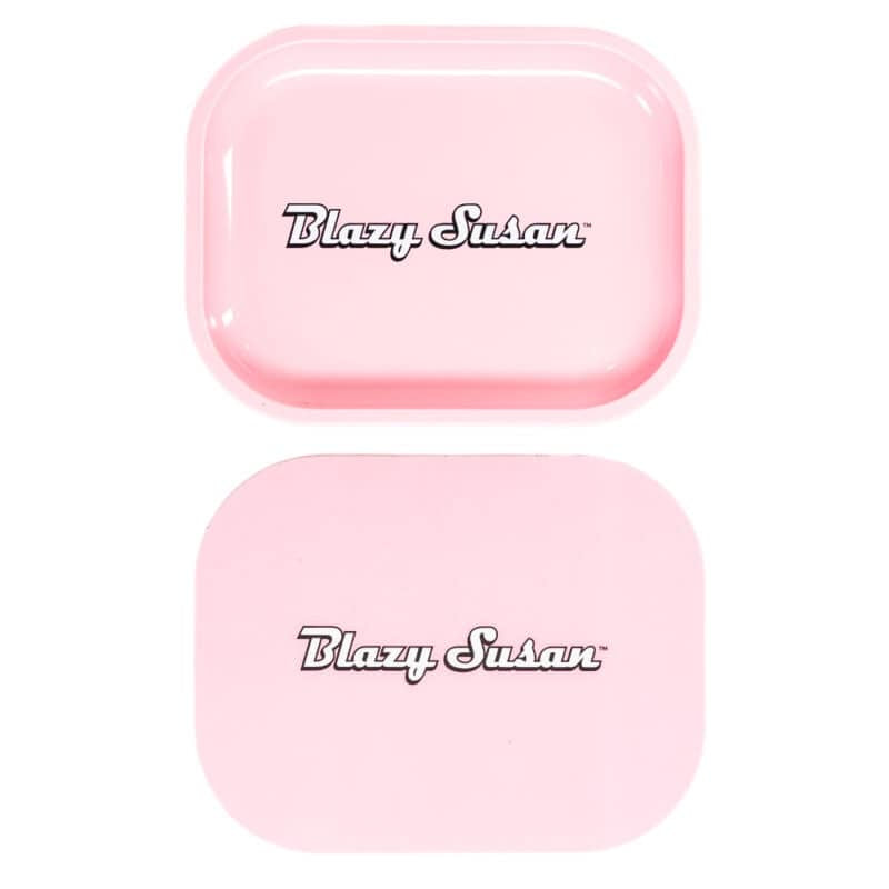 Blazy Susan Metal Rolling Tray w/Lid - Pink
