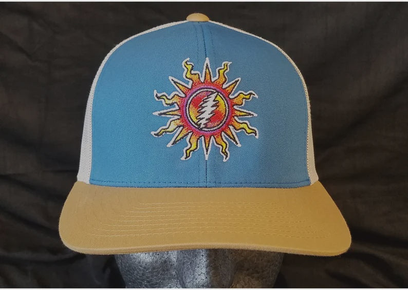 Sunshine Lightning Bolt Embroidered Trucker Snapback Hat