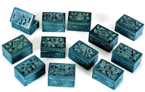 Mini Carved Soapstone Box - F-222