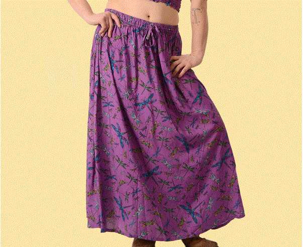 Gypsy Rose - Dragonfly Rayon Print Maxi Skirt