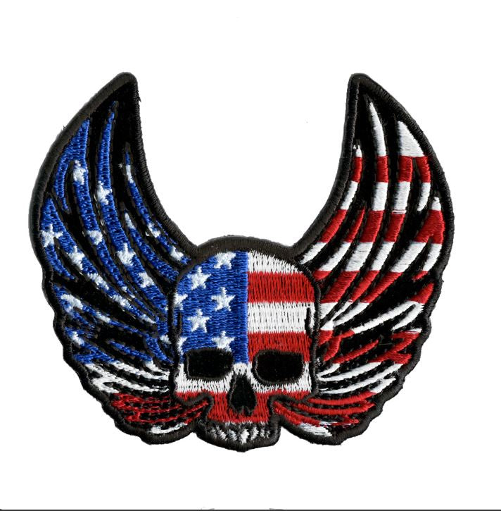 Hot Leathers - Skull Wings Flag 4"X3" Patch