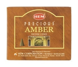 Hem - Precious Amber Scented Incense Cones 10 Ct.