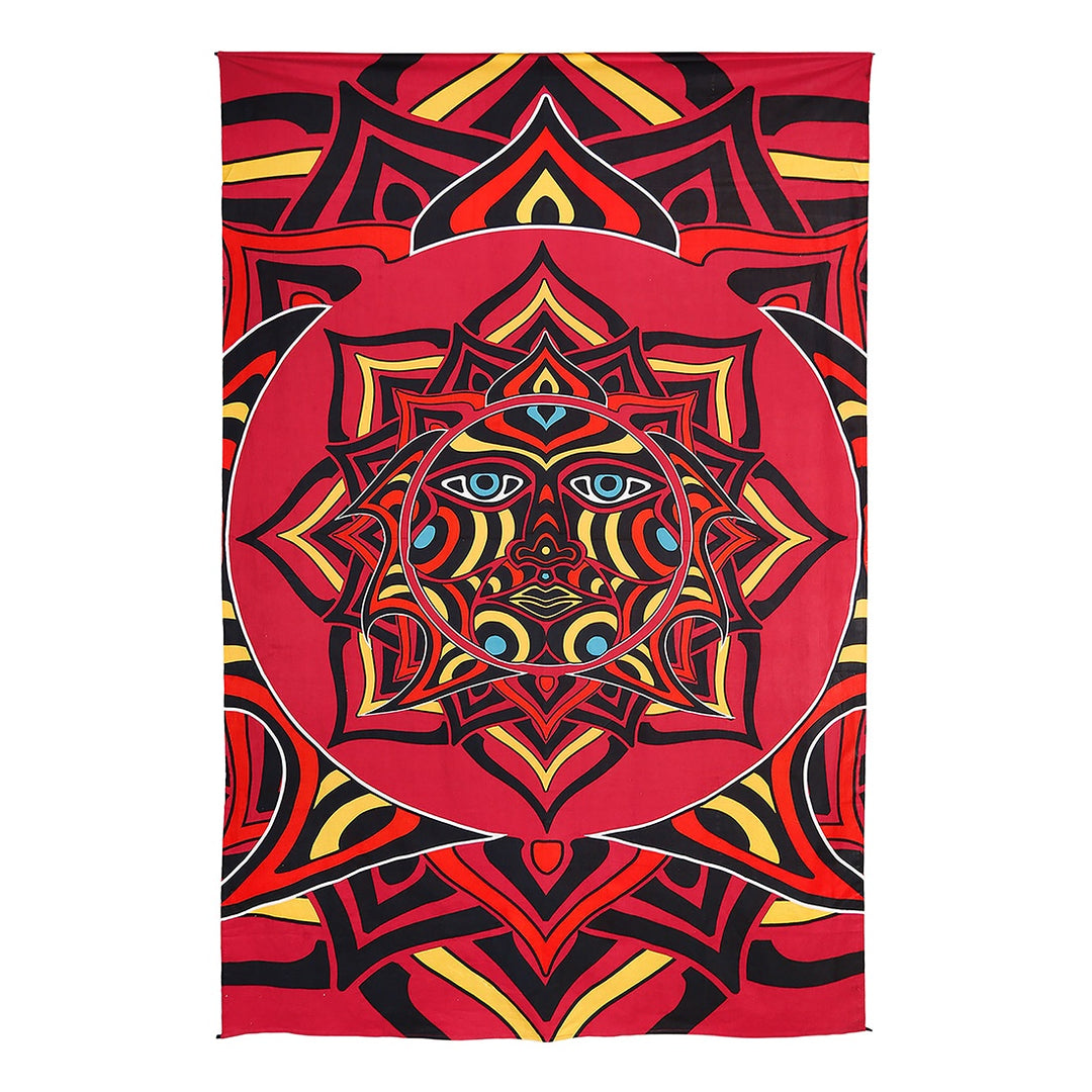 Red Sun Face Tapestry 60x90