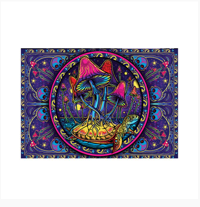 Indian Tapestry - Single Mushroom on Turtle 65289