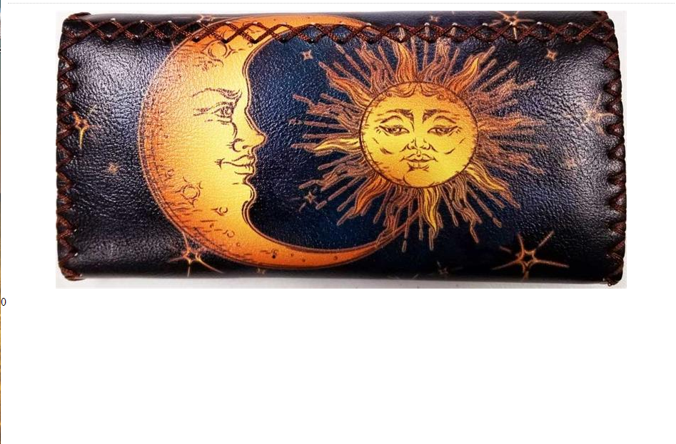 Crystal Peddler - Hand-Stitched Vegan Leather Sun & Moon Wallet