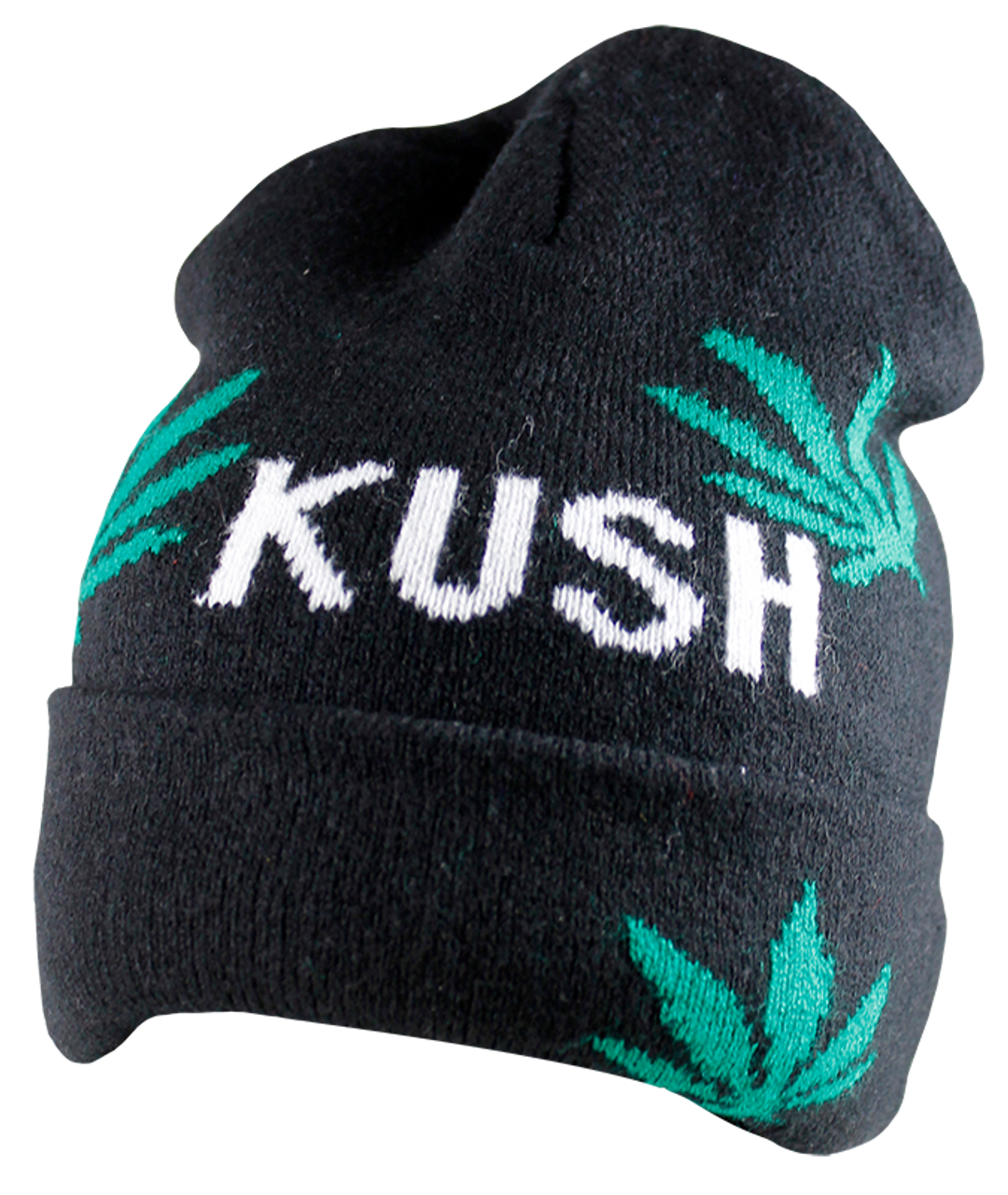 Black Kush Leaf Knit Hat