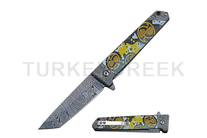 Dark Fantasy Blades Spring Assist knife Collection - Yellow