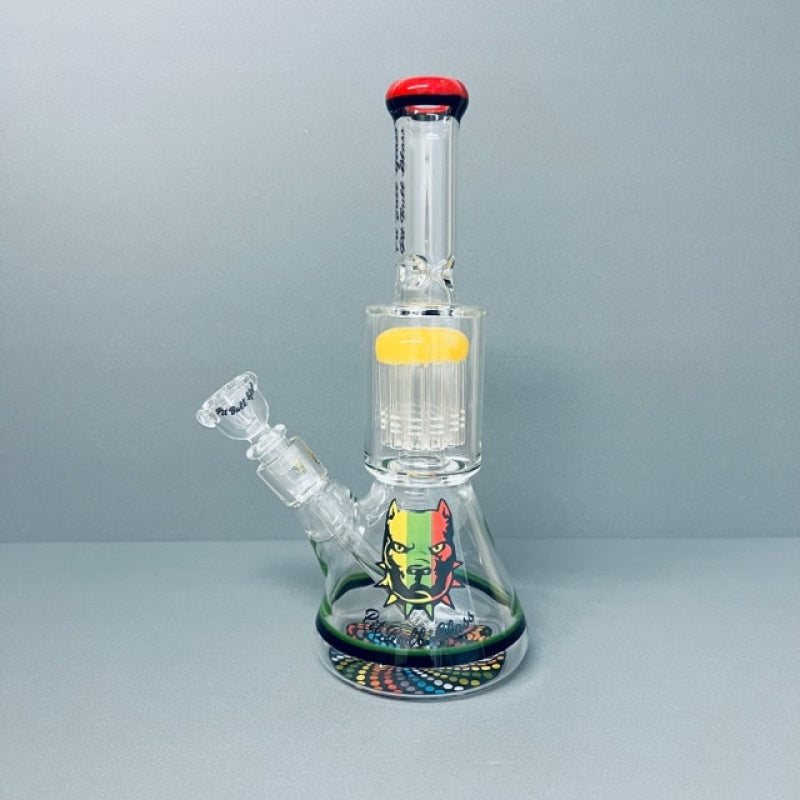 12" Pit Bull 12 Arm Perc Rasta Water Pipe