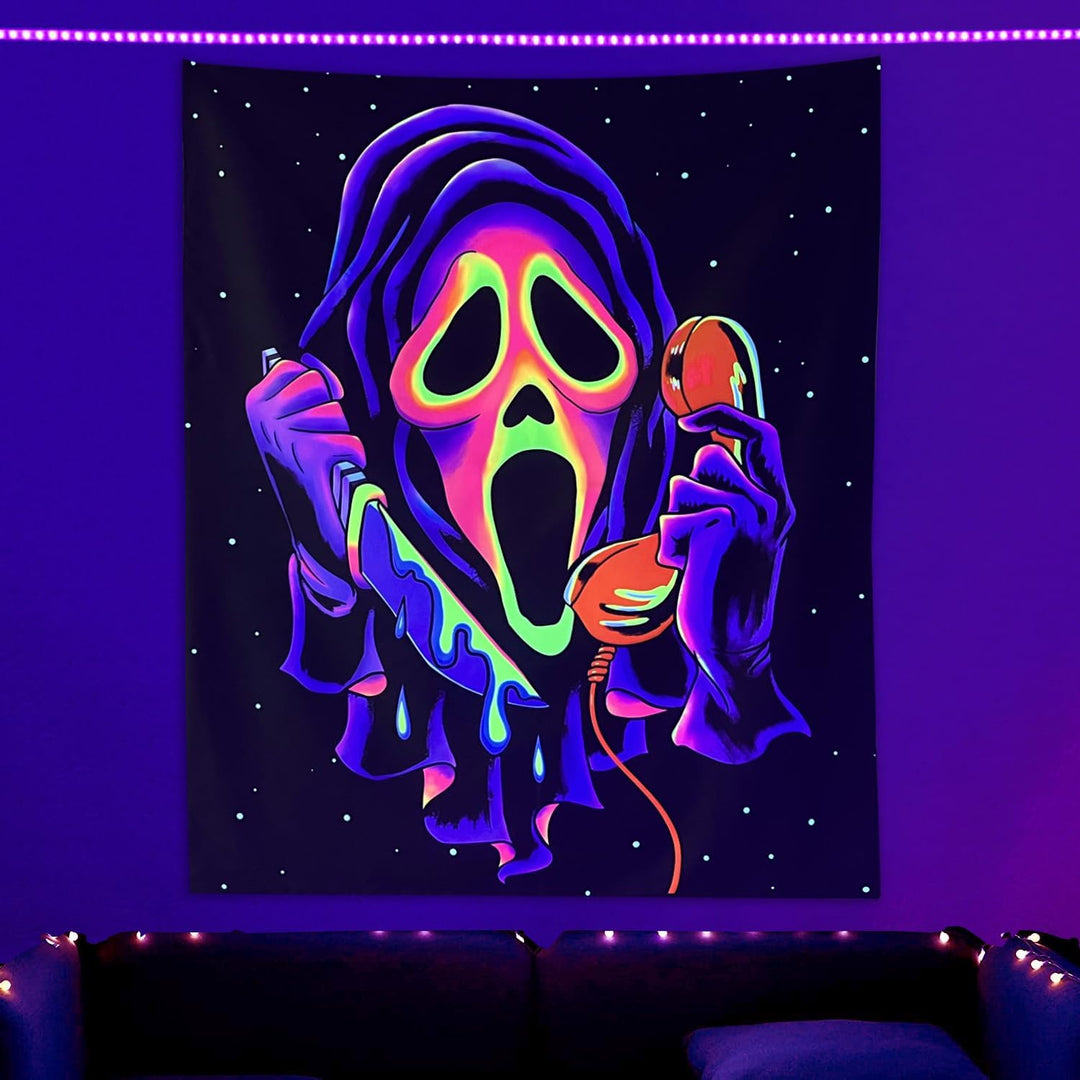 Scream Blacklight UV Tapestry