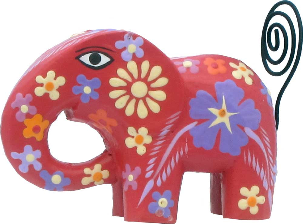 Brightly Painted Small Wood Elephant