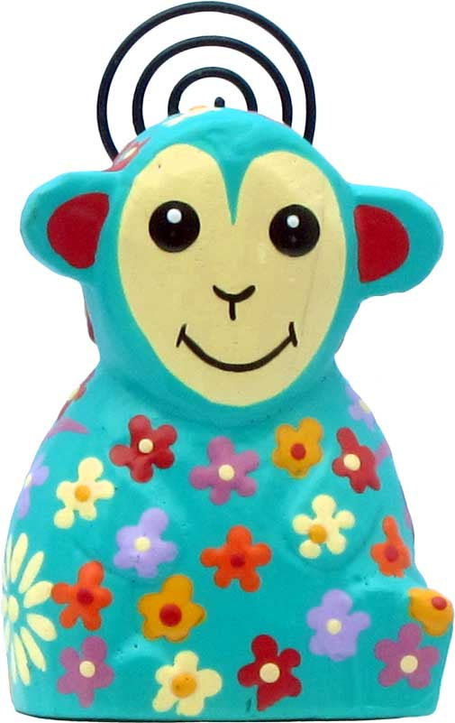 Brightly Painted Small Wood Monkey