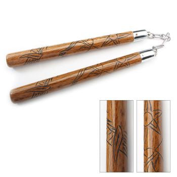 12.75" Brown Round Wood Nunchaku