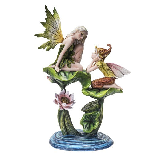 Pacific - Fairy and Elf on Lily Pads Statue 14309