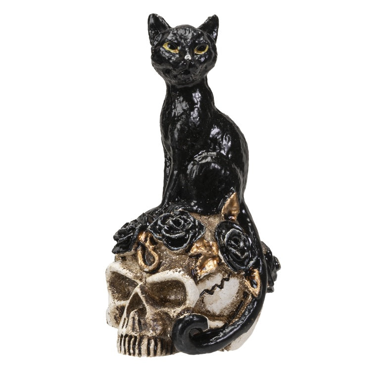 Alchemy Goth - Cat on Skull Statue