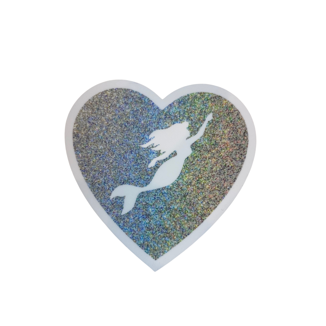 Glitter Mermaid Heart Sticker - SN