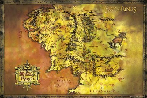 Lord of the Rings Middle Earth Map Poster