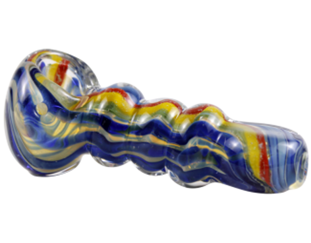 4" Gold Dichro Curvy Wurvy Glass Pipe