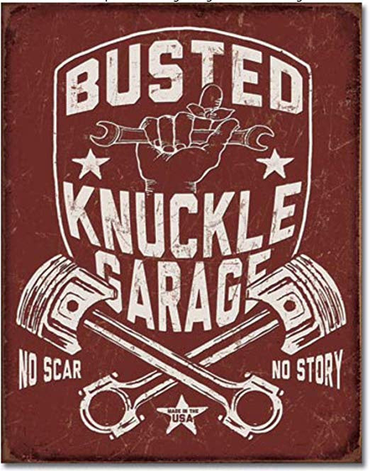 Busted Knuckle Shield Tin Sign