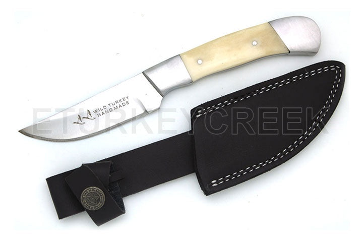 Wild Turkey Handmade Real Bone Handle Fixed Blade Knife 8"