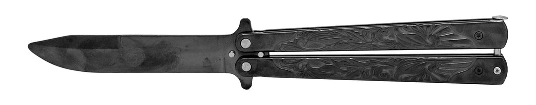 5.25" Stainless Steel Practice Butterfly Pocket Knife - Black