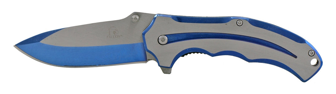 4.5" Stylized Stainless Steel Folding Pocket Knife - Blue