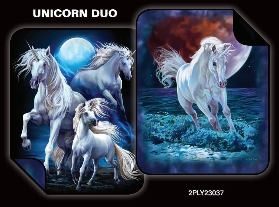 Unicorn Duo Faux Fur Luxury Blanket