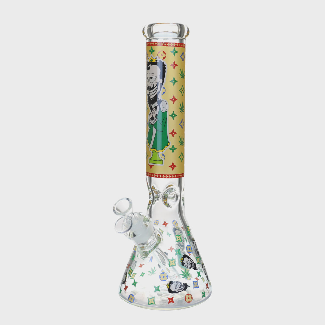 14" 7mm Weed King Printed Glass Water Pipe
