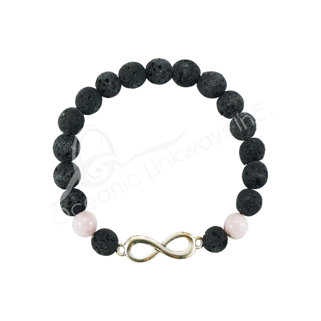 Oceanic - Lava & Kunzite Beads w/Infinity Bracelet