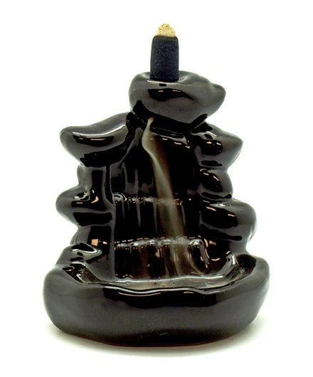 Fantasy Gifts - Black Ceramic Wide Steps Backflow Cone Incense Burner