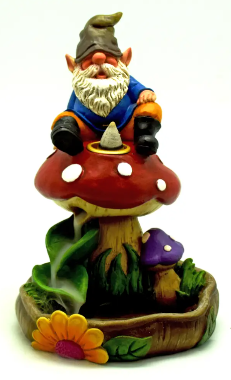 Gnome on Mushroom Back Flow Incense Burner