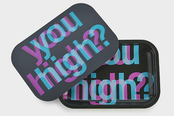 3D Holographic Metal Rolling Tray w/ Magnetic Lid - You High?