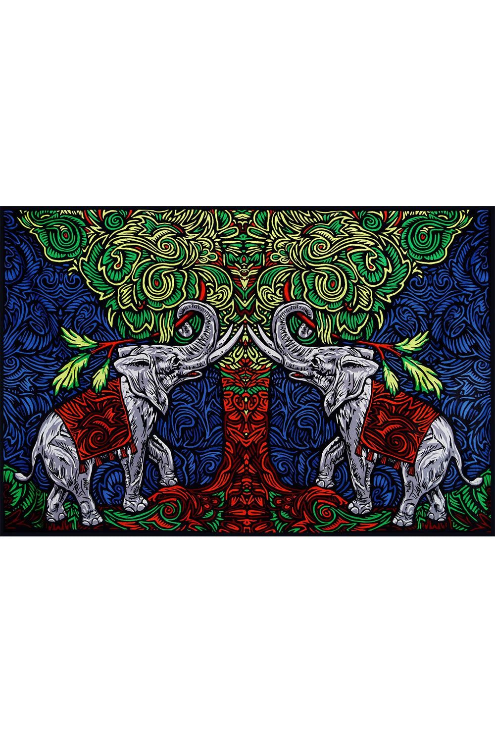 3D Elephant Tree Tapestry 60x90