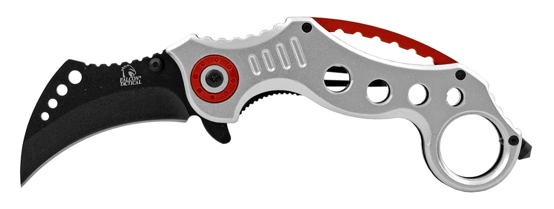 4.75" Silver & Red Karambit Knife