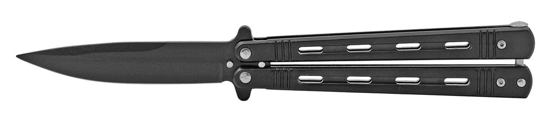 5.13" Full Steel Butterfly Balisong Folding Pocket Knife - Black