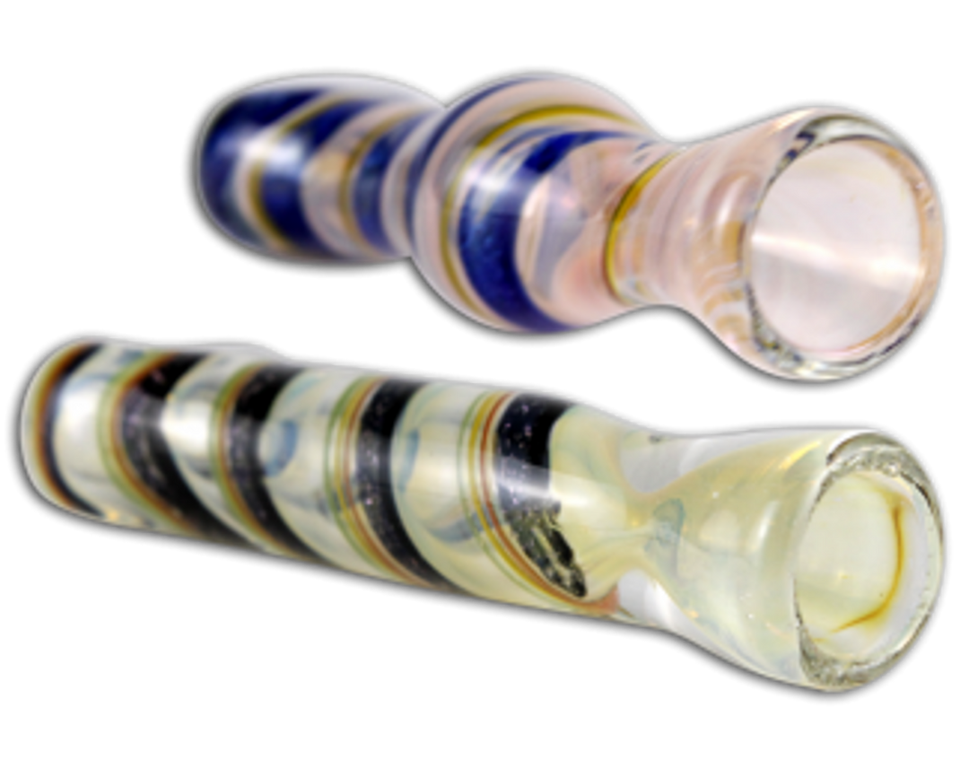 3" Glass Chillum Fine Rasta Lines Dichro & Fuming