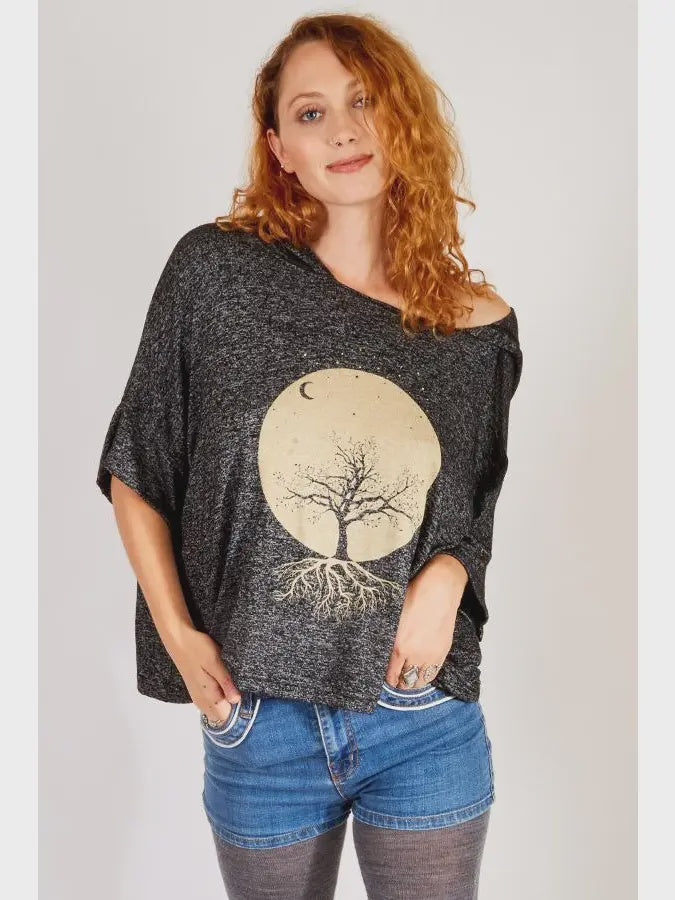 Lunar Tree of Life Oversize Soft Sweater