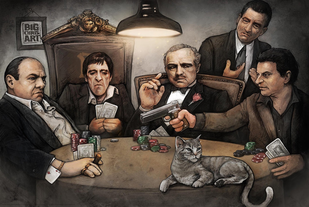 Gangsters Playing Poker Fabric Poster