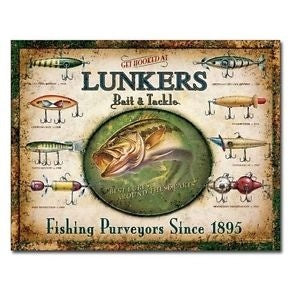 Lunker's Lures Fishing Tin Sign